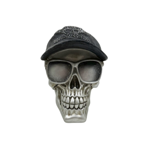 Skull sparegris med kasket og solbriller