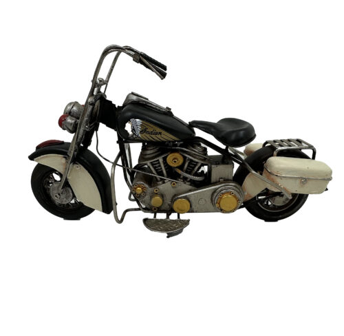 Vintage tin motorcykel - Sort/hvid Indian