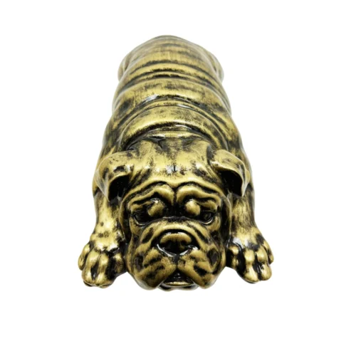 Stor liggende bulldog i Sort/Guld