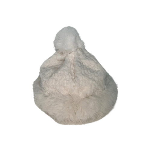 Hvid hue med pelskant og pompon - Image 2