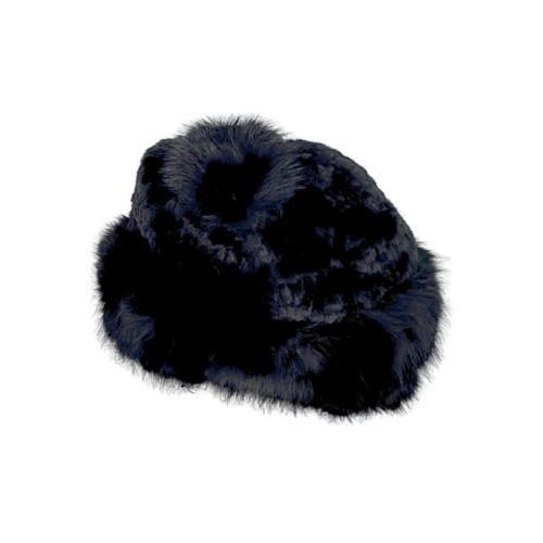 Sort hue med pelskant og pompon - Image 2