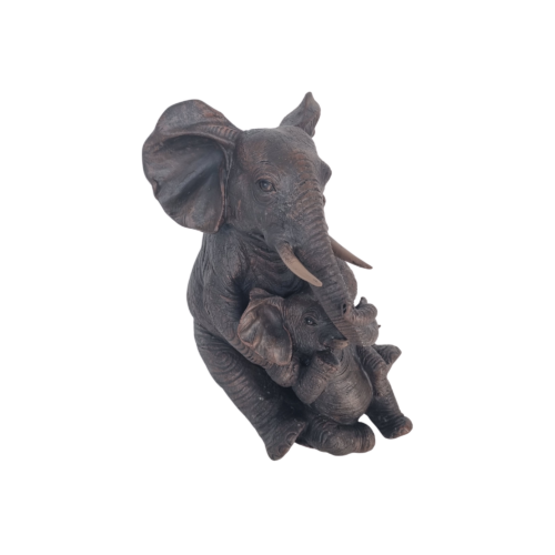 Deco elefantmor og barn med flettede snabler - Image 3