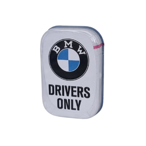 Mintpastiller i tin med logo BMW drivers only hvid