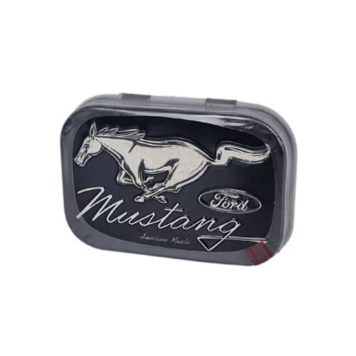 Mintpastiller i tin med logo Ford Mustang sort